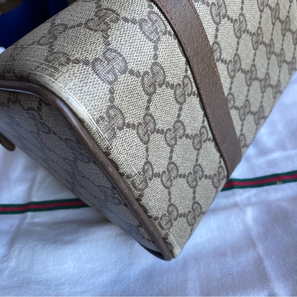 Vintage Gucci Brown Boston Web Bag Doctor Satchel with Dust Cover - Picture 8 of 16